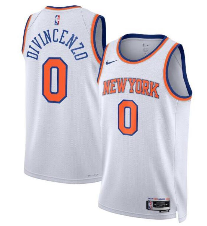 Men New Yok Knicks #0 Donte DiVincenzo White Association Edition Swingman Stitched Basketball 2024 Jerseys->customized nfl jersey->Custom Jersey